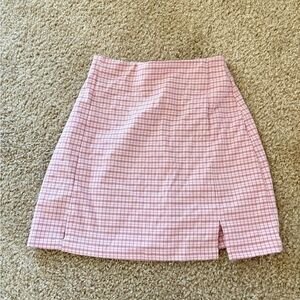Brandy Melville Pink Plaid Skirt